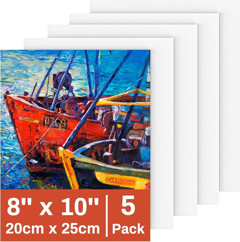 KORCCI 5 Packs Canvas for Painting 8 x 10 Inch, Cotton Acid-Free Blank Canvas Board for Acrylic Paint, Oil Paint & Wet Water Art Media, Kids Hobby Painters and Beginners - Image 1